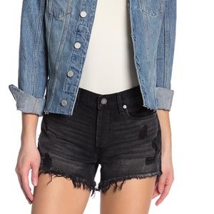 black high waisted distressed shorts